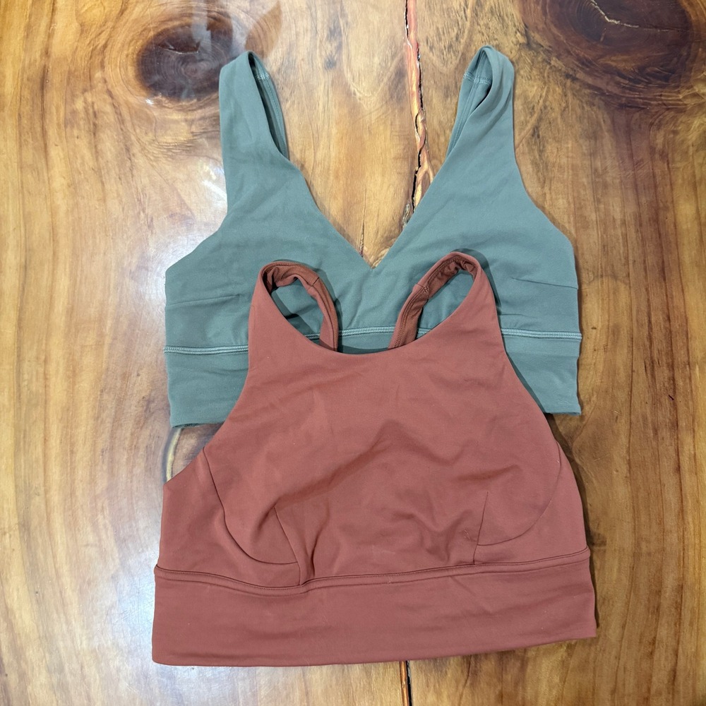 lululemon Women's Sports Bra 10 Lot of 2 Wireless Nylon Sports unpadded T3-24